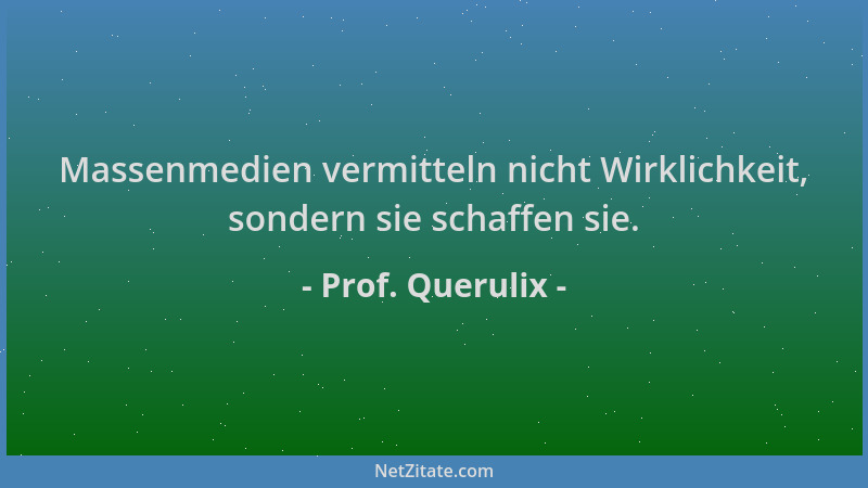 Prof. Querulix - Massenmedien vermitteln nicht Wirklichkeit, sondern sie schaffen sie....