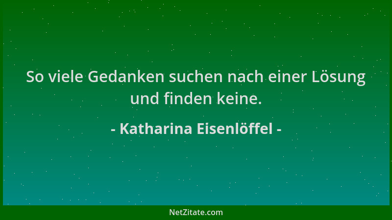 Katharina Eisenlöffel - So viele Gedanken suchen nach einer Lösung und finden keine....
