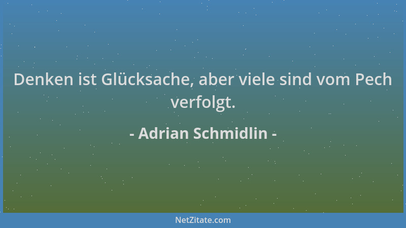 Adrian Schmidlin - Denken ist Glücksache, aber viele sind vom Pech verfolgt....