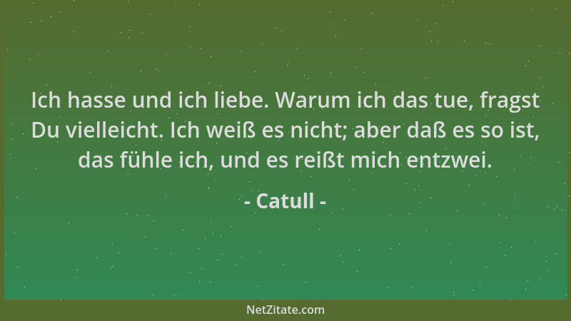 Catull - Ich hasse und ich liebe. Warum ich das tue, fragst Du vielleicht. Ich weiß es nicht; aber daß es so ist, das fühle...
