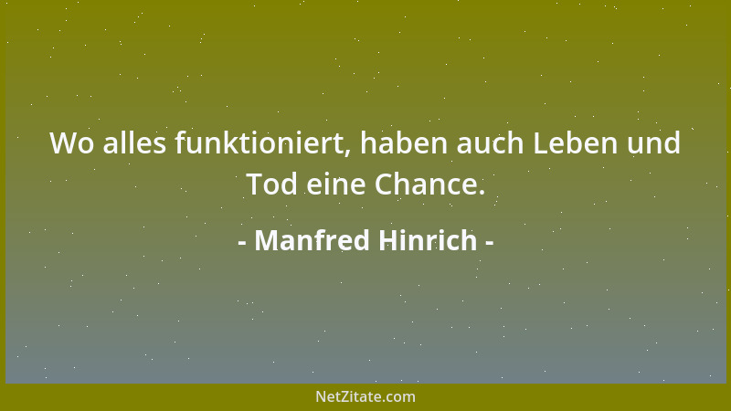 Manfred Hinrich - Wo alles funktioniert, haben auch Leben und Tod eine Chance....