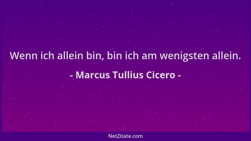 Marcus Tullius Cicero - Wenn ich allein bin, bin ich am wenigsten allein....