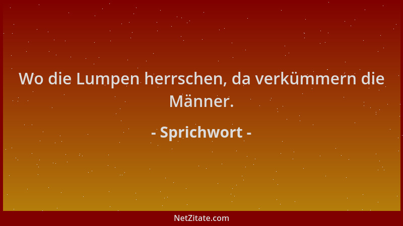 Sprichwort - Wo die Lumpen herrschen, da verkümmern die Männer....