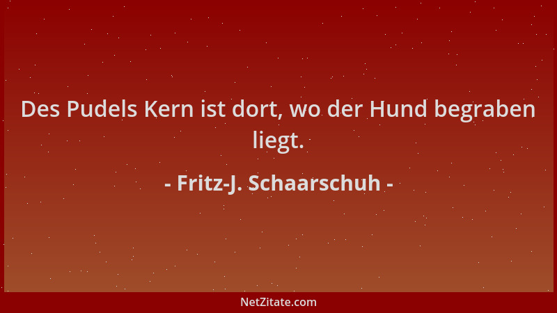 Fritz-J. Schaarschuh - Des Pudels Kern ist dort, wo der Hund begraben liegt....