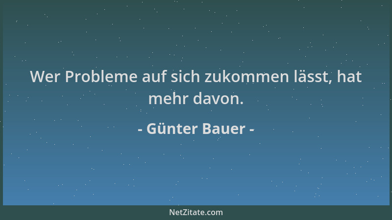 Günter Bauer - Wer Probleme auf sich zukommen lässt, hat mehr davon....