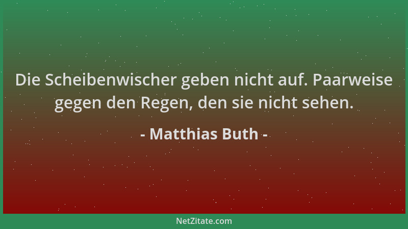 Matthias Buth - Die Scheibenwischer geben nicht auf. Paarweise gegen den Regen, den sie nicht sehen....
