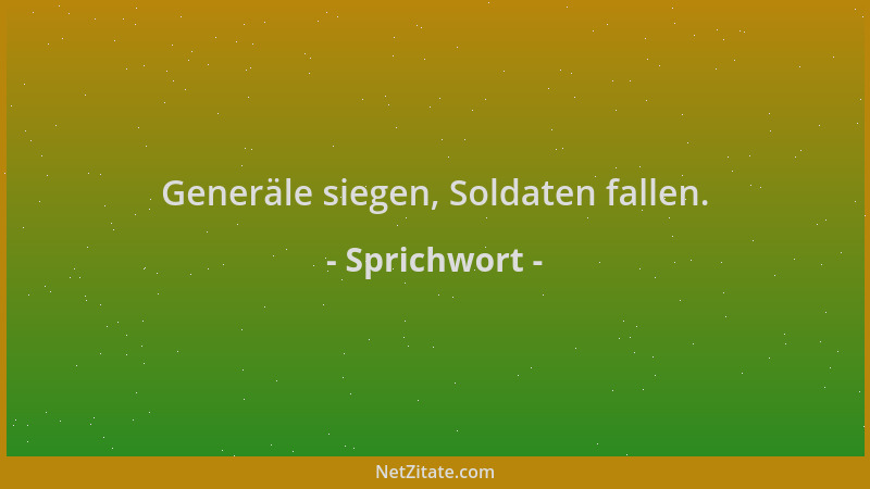Sprichwort - Generäle siegen, Soldaten fallen....