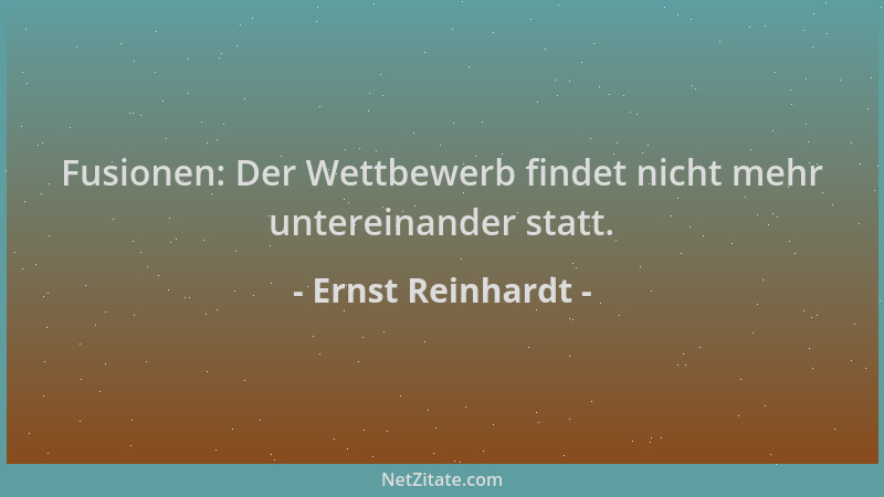 Ernst Reinhardt - Fusionen: Der Wettbewerb findet nicht mehr untereinander statt....