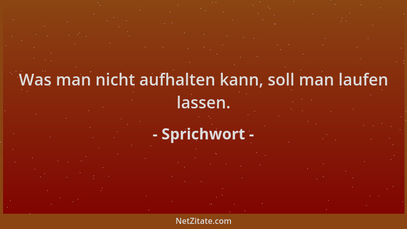 Sprichwort - Was man nicht aufhalten kann, soll man laufen lassen....