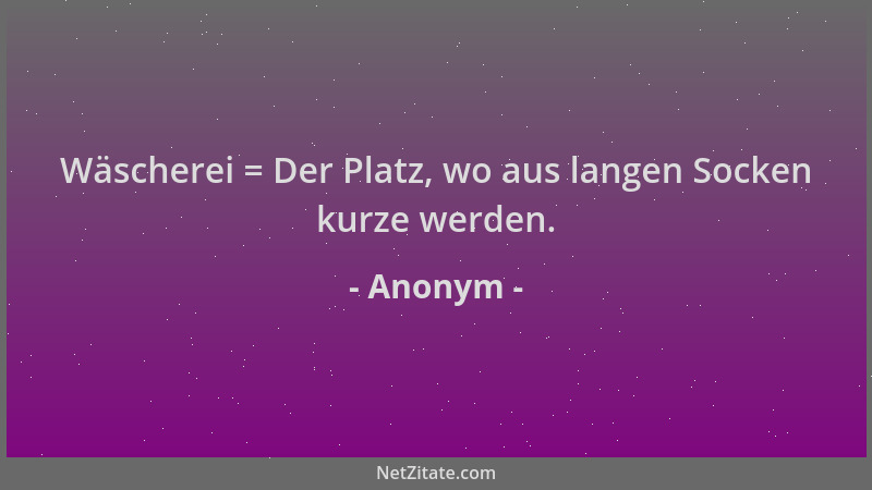 Anonym - Wäscherei = Der Platz, wo aus langen Socken kurze werden....
