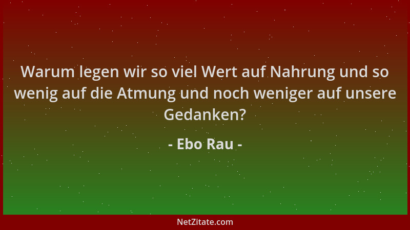 Ebo Rau - Warum legen wir so viel Wert auf Nahrung und so wenig auf die Atmung und noch weniger auf unsere Gedanken?...