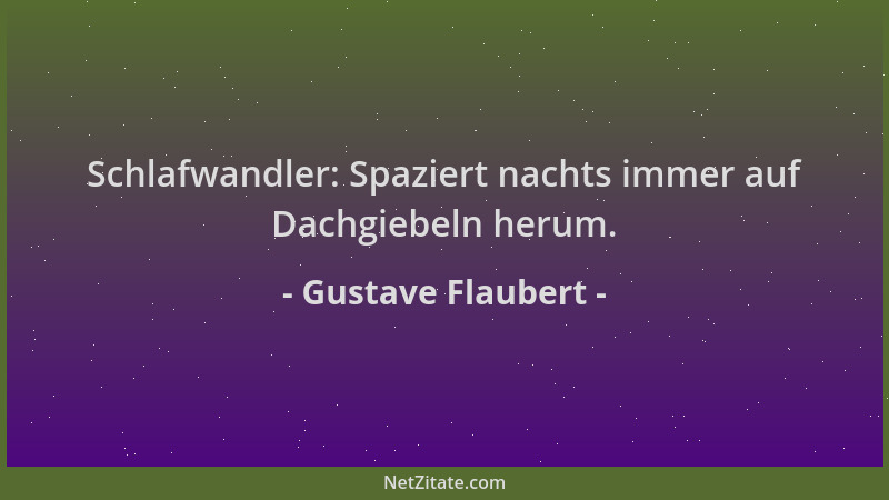 Gustave Flaubert - Schlafwandler: Spaziert nachts immer auf Dachgiebeln herum....