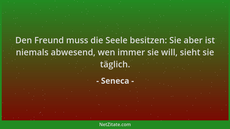 Seneca - Den Freund muss die Seele besitzen: Sie aber ist niemals abwesend, wen immer sie will, sieht sie täglich....