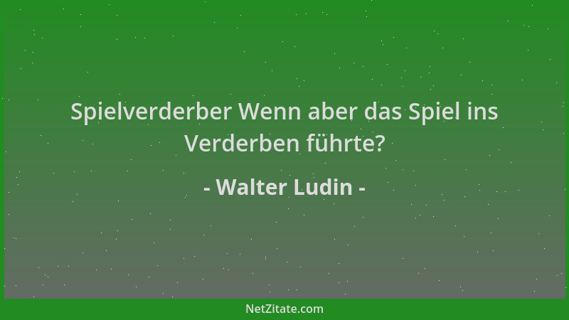 Walter Ludin - Spielverderber Wenn aber das Spiel ins Verderben führte?...
