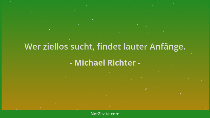 Michael Richter - Wer ziellos sucht, findet lauter Anfänge....