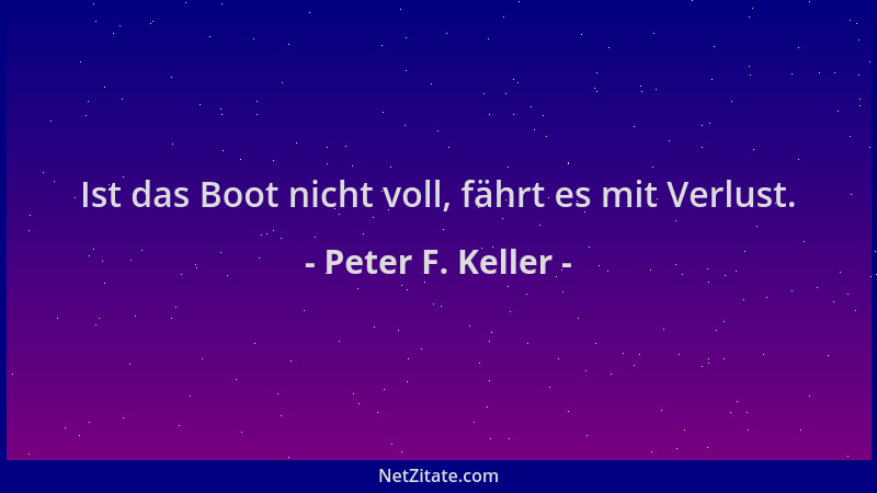 Peter F. Keller - Ist das Boot nicht voll, fährt es mit Verlust....