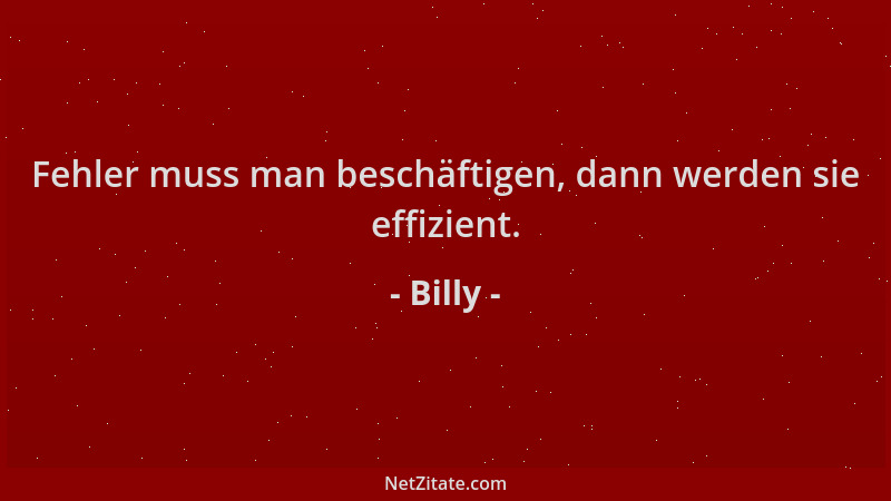 Billy - Fehler muss man beschäftigen, dann werden sie effizient....