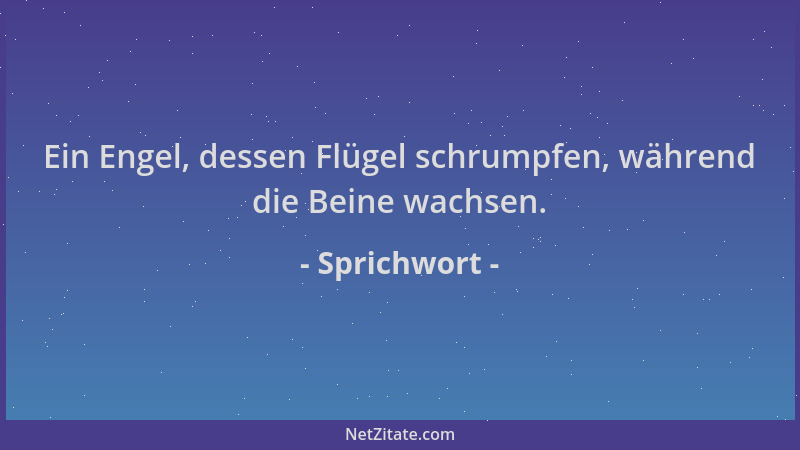 Sprichwort - Ein Engel, dessen Flügel schrumpfen, während die Beine wachsen....