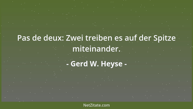 Gerd W. Heyse - Pas de deux: Zwei treiben es auf der Spitze miteinander....