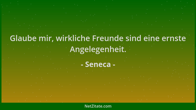 Seneca - Glaube mir, wirkliche Freunde sind eine ernste Angelegenheit....