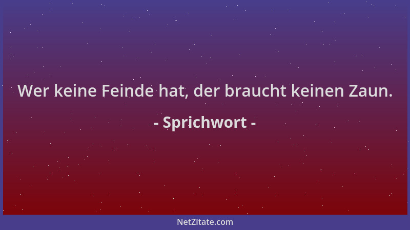 Sprichwort - Wer keine Feinde hat, der braucht keinen Zaun....