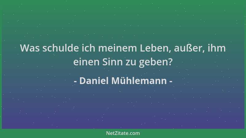 Daniel Mühlemann - Was schulde ich meinem Leben, außer, ihm einen Sinn zu geben?...