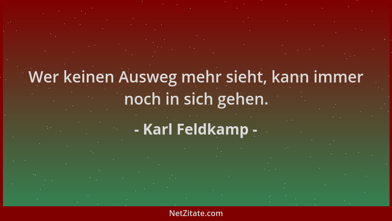 Karl Feldkamp - Wer keinen Ausweg mehr sieht, kann immer noch in sich gehen....