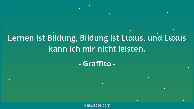 Graffito - Lernen ist Bildung, Bildung ist Luxus, und Luxus kann ich mir nicht leisten....