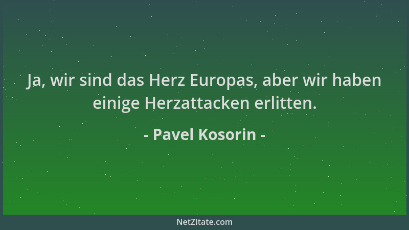 Pavel Kosorin - Ja, wir sind das Herz Europas, aber wir haben einige Herzattacken erlitten....