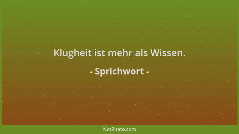 Sprichwort - Klugheit ist mehr als Wissen....