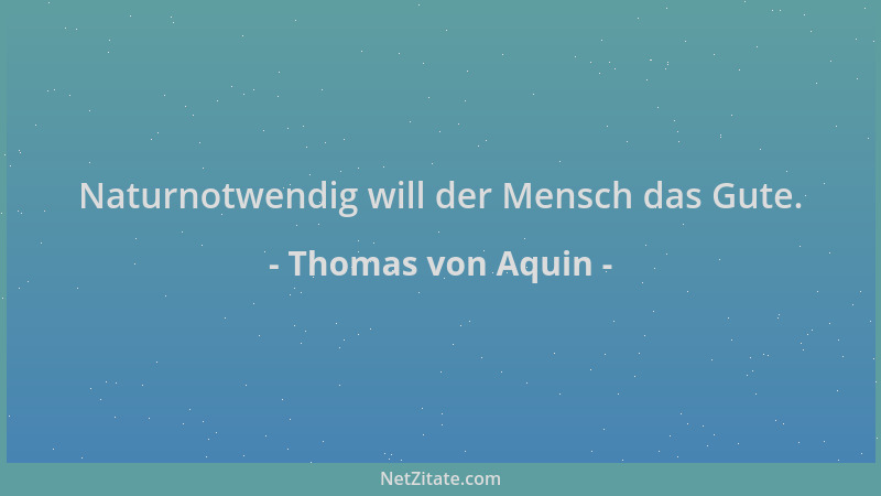 Thomas von Aquin - Naturnotwendig will der Mensch das Gute....