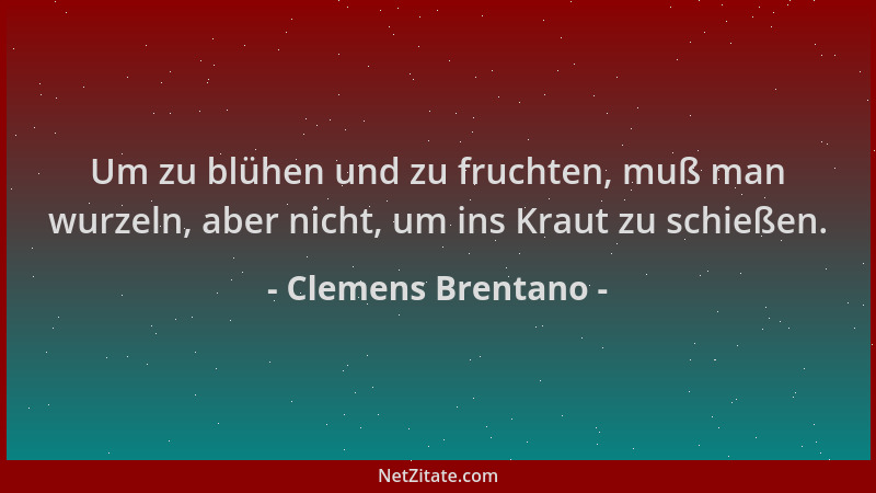 Clemens Brentano - Um zu blühen und zu fruchten, muß man wurzeln, aber nicht, um ins Kraut zu schießen....