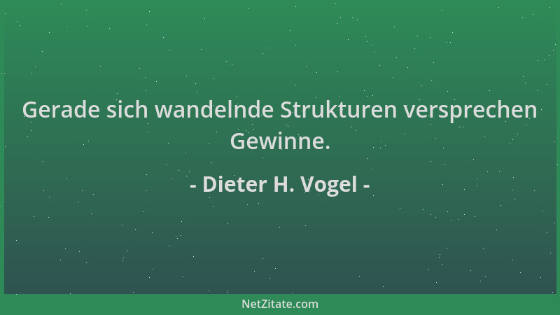 Dieter H. Vogel - Gerade sich wandelnde Strukturen versprechen Gewinne....