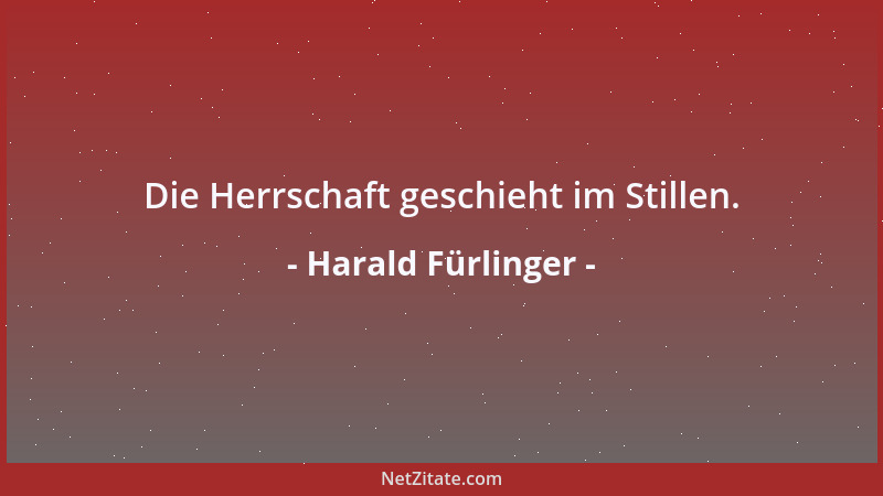 Harald Fürlinger - Die Herrschaft geschieht im Stillen....