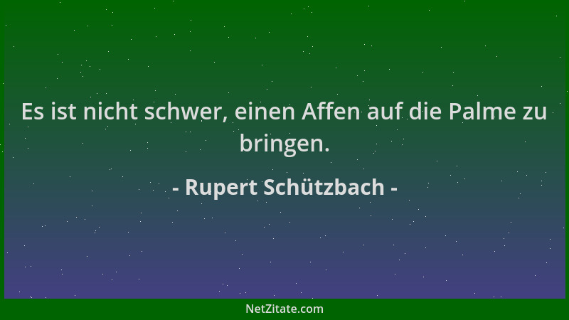 Rupert Schützbach - Es ist nicht schwer, einen Affen auf die Palme zu bringen....