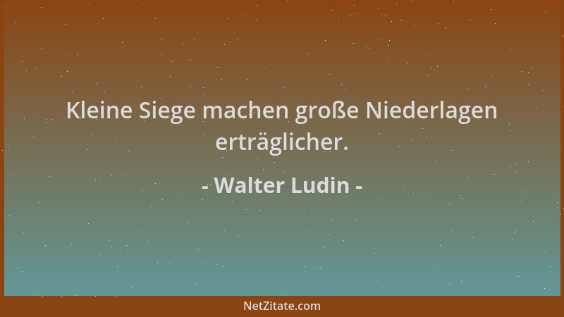 Walter Ludin - Kleine Siege machen große Niederlagen erträglicher....