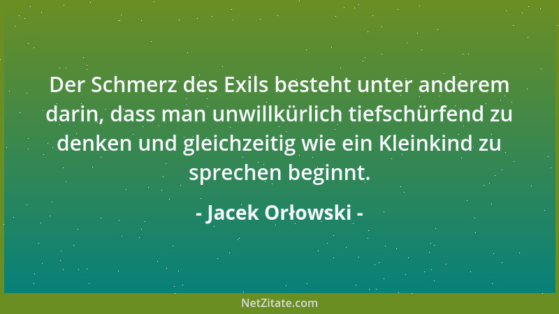 Jacek Orłowski - Der Schmerz des Exils besteht unter anderem darin, dass man unwillkürlich tiefschürfend zu denken und glei...
