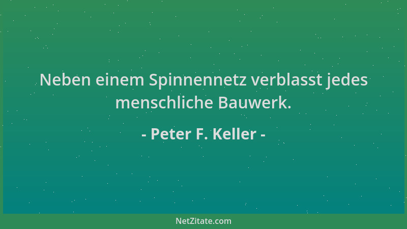 Peter F. Keller - Neben einem Spinnennetz verblasst jedes menschliche Bauwerk....