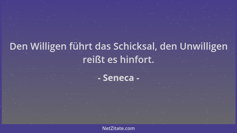 Seneca - Den Willigen führt das Schicksal, den Unwilligen reißt es hinfort....