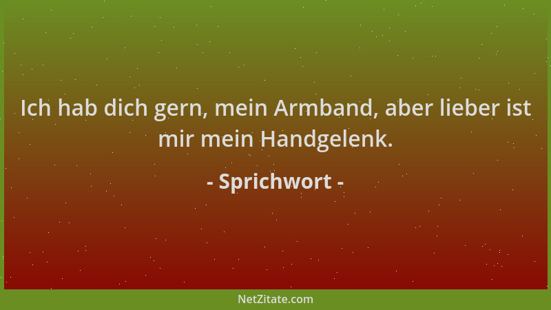 Sprichwort - Ich hab dich gern, mein Armband, aber lieber ist mir mein Handgelenk....