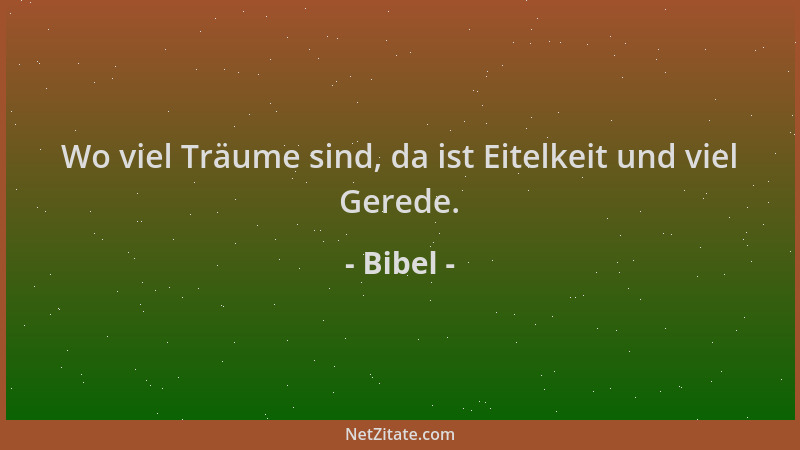 Bibel - Wo viel Träume sind, da ist Eitelkeit und viel Gerede....