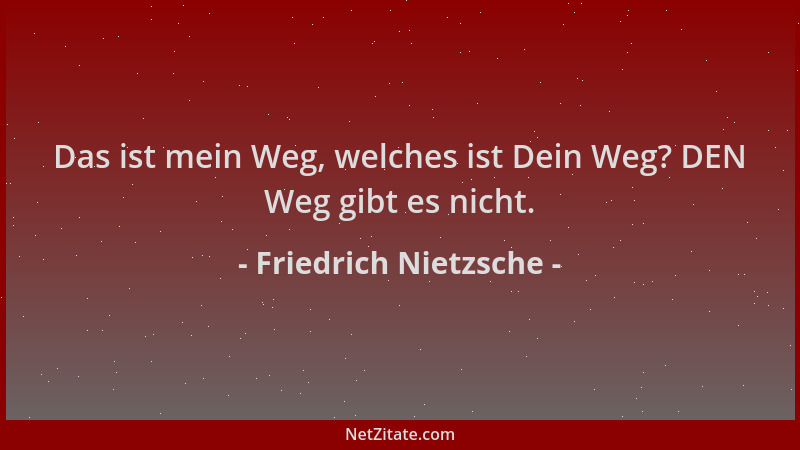 Friedrich Nietzsche - Das ist mein Weg, welches ist Dein Weg? DEN Weg gibt es nicht....