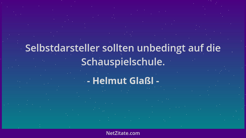 Helmut Glaßl - Selbstdarsteller sollten unbedingt auf die Schauspielschule....
