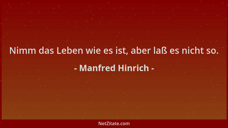 Manfred Hinrich - Nimm das Leben wie es ist, aber laß es nicht so....