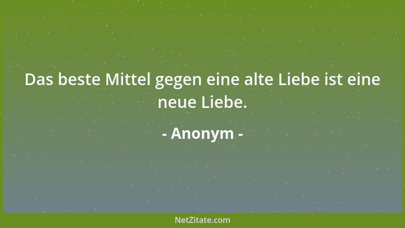 Anonym - Das beste Mittel gegen eine alte Liebe ist eine neue Liebe....