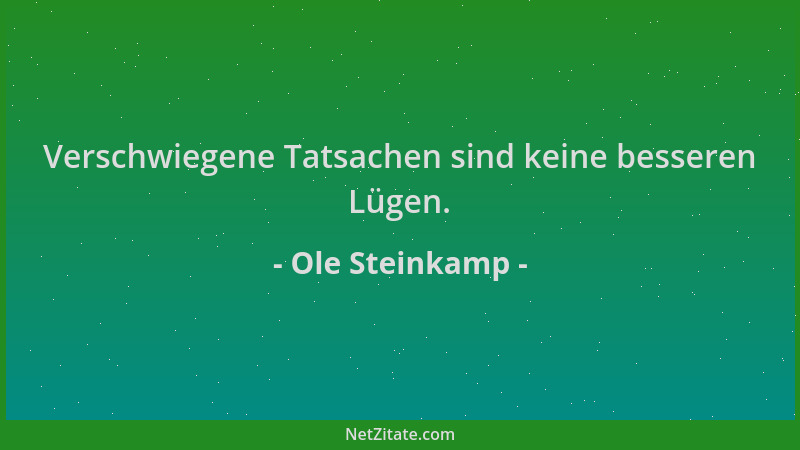 Ole Steinkamp - Verschwiegene Tatsachen sind keine besseren Lügen....