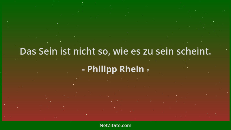 Philipp Rhein - Das Sein ist nicht so, wie es zu sein scheint....