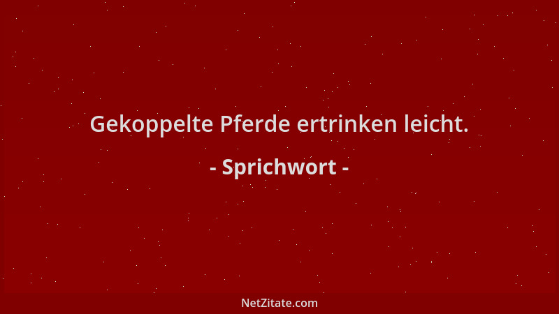 Sprichwort - Gekoppelte Pferde ertrinken leicht....
