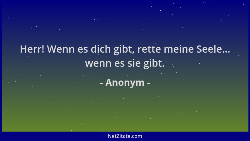 Anonym - Herr! Wenn es dich gibt, rette meine Seele... wenn es sie gibt....