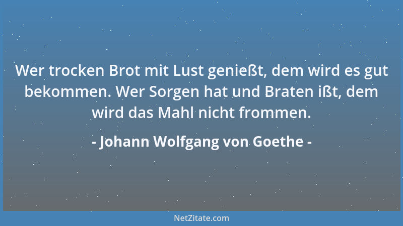 Johann Wolfgang von Goethe - Des Lebens Mühe lehrt uns allein des Lebens Güter zu schätzen....